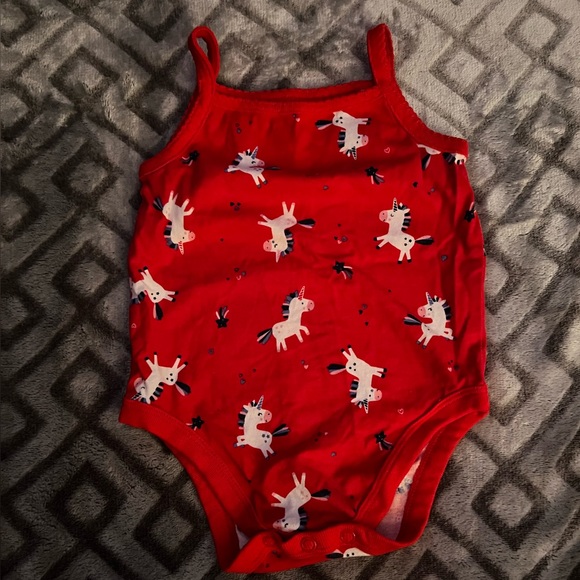 Red Skinny Strap 6/9 M onesie - Picture 1 of 2